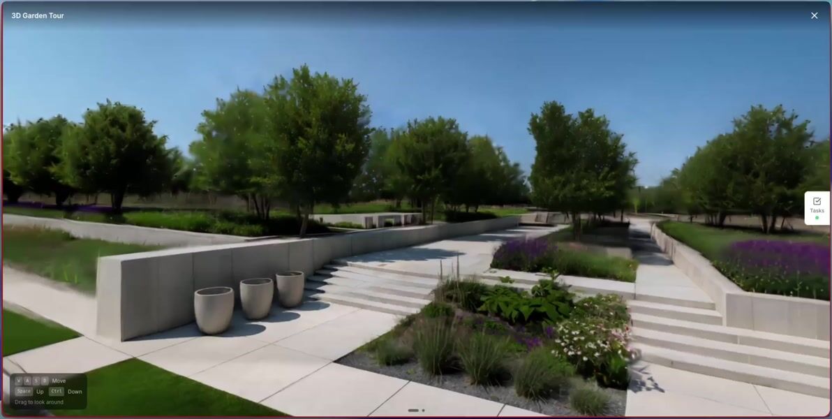 3D walkthrough world generated from the garden design